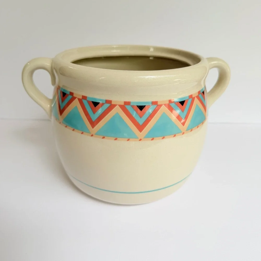 Sango Zuni Stoneware Bean Pot Cookie Jar Hyon Yi Southwestern Japan 25247‎ Vtg